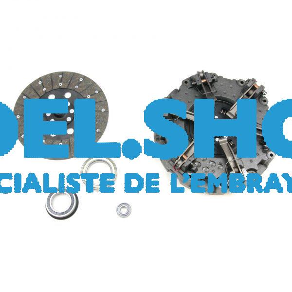 KIT COMPLET Mécanisme double, disque AV. Organique, 2 butées et roulement pilote - Renault Claas - Ø280/280 - 12/13 Cannelures